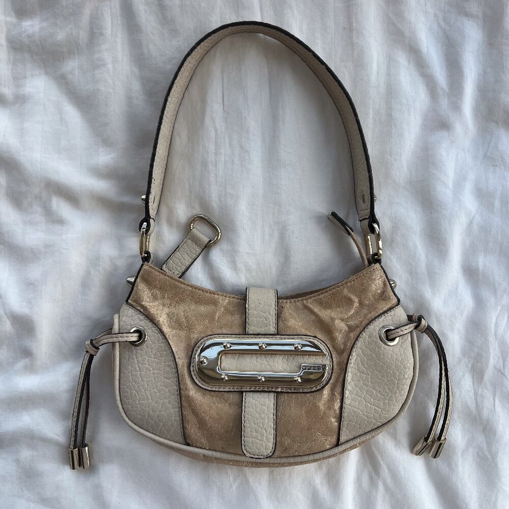 Y2K Vintage Tan & Gold Guess Shoulder Bag